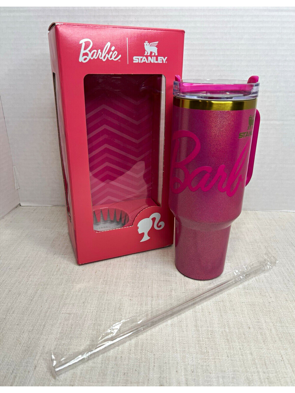Stanley x Barbie Pink 40 oz Tumbler Stainless Steel w/ Handle Lid Straw